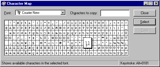 Character Map